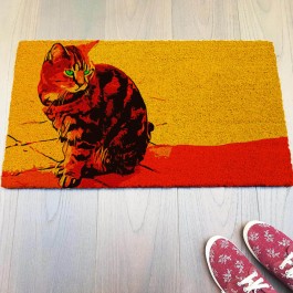 Renkli Kedi Tasarımlı Paspas