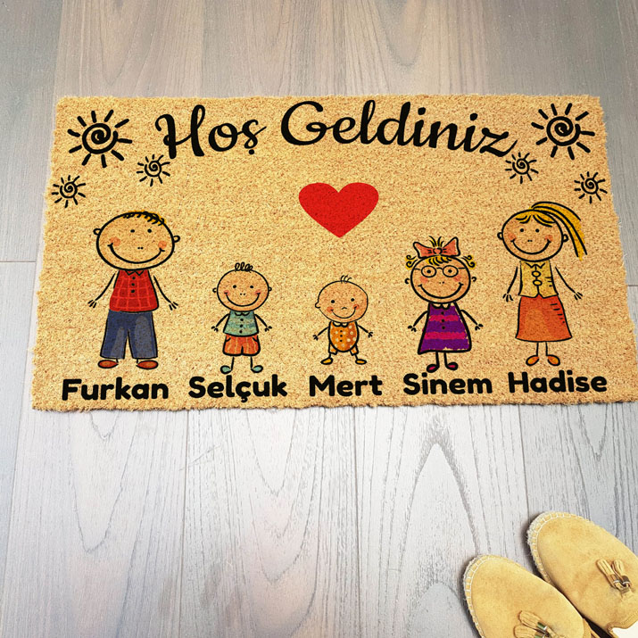 Beş Kişilik Aile Kapıönü Paspası