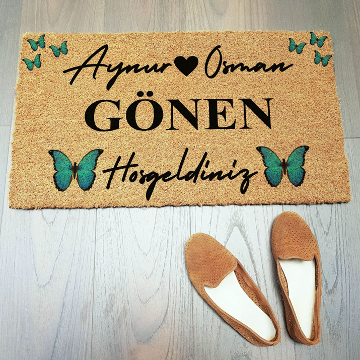 Kelebek Figürlü Kişiye Özel Paspas